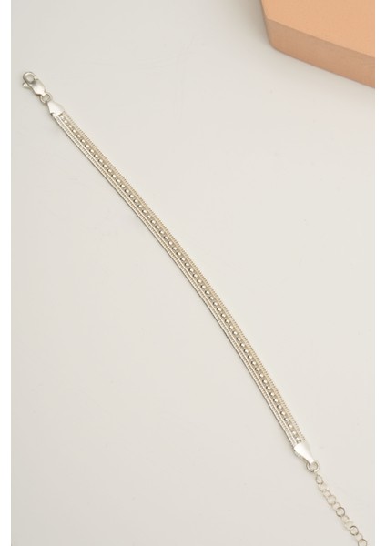 Hasır Elişi Tasarım Gümüş Bileklik 4425