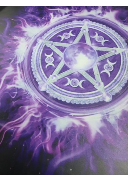 Purple Moon Pentagram Tarot Sunak Bezi / Tarot Örtüsü 75x75 cm