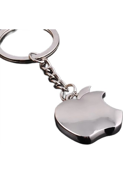 Apple Elma Logo Şeklinde Parlak Krom Metal Anahtarlık