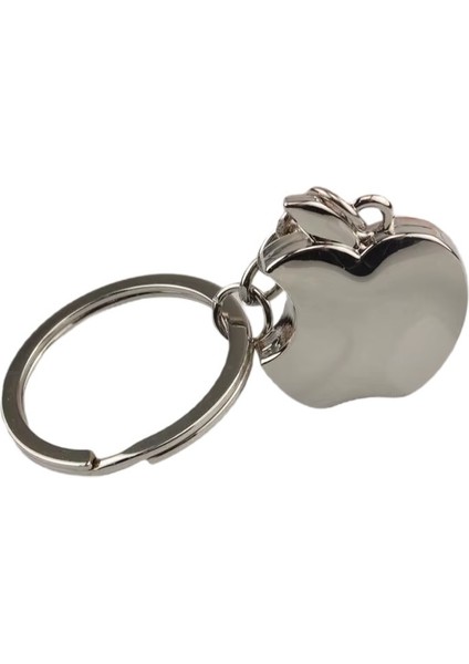 Apple Elma Logo Şeklinde Parlak Krom Metal Anahtarlık