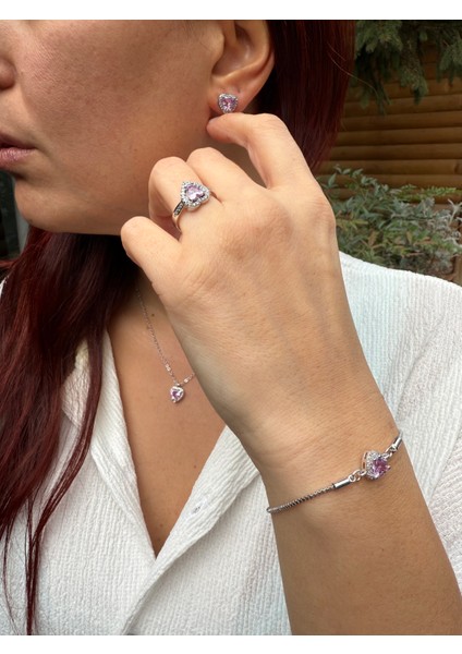 Love Glow Kalp Kolye Yüzük Bileklik Set – Sevgililer Günü Özel