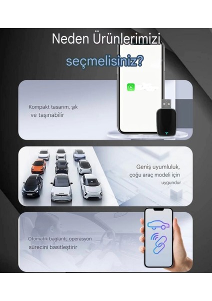 Carplay Bluetooth+Wifi Android +Apple İos Uyumlu Otomatik Tak ve Çalıştır Orijinal Carplay Minik Yeni Nesil Son Teknoloji indirimleri