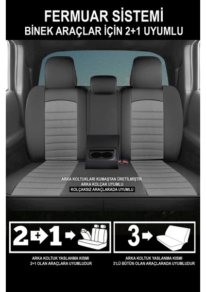 Jaguar Daimler Uyumlu Mocha Serisi 5 Koltuk Tam Set Oto Koltuk Kılıfı Füme