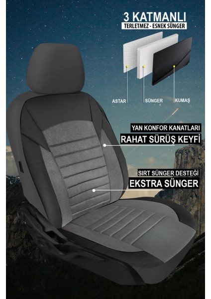Jaguar Daimler Uyumlu Mocha Serisi 5 Koltuk Tam Set Oto Koltuk Kılıfı Füme