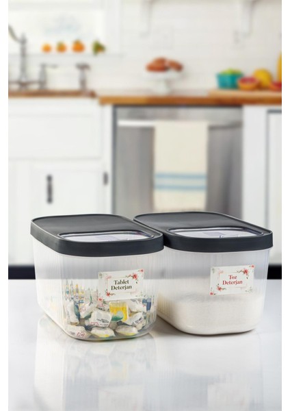2'Li 7.5 Lt Multibox Kayar Kapaklı Saklama Kabı & Erzak Kabı & Toz Ve Tablet Deterjan Kutusu ( Etiket Hediyeli ) fiyatları
