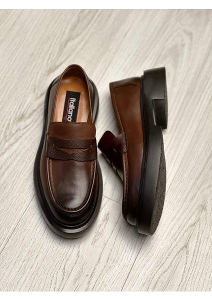 COFFE MOSTAD 3009 HAKİKİ DERİ ERKEK CASUAL KAHVERENGİ