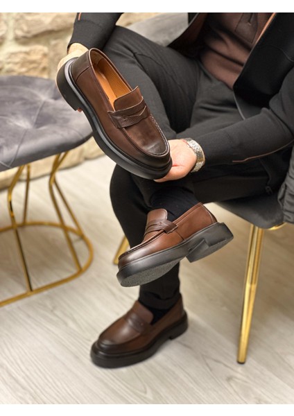 COFFE MOSTAD 3009 HAKİKİ DERİ ERKEK CASUAL KAHVERENGİ
