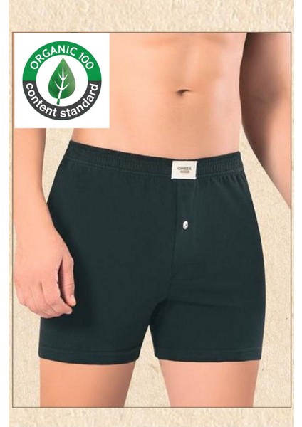 4 Adet, %100 Organik Pamuk, Erkek Düğmeli Boxer