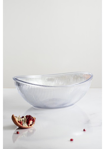 Akrilik Barok Şeffaf Büyük Oval Meyve & Salata Kasesi & Karıştırma Kabı / 3,3 Lt (Cam Değildir) fırsatları