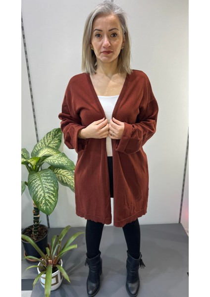 BS028 Kadın Triko Hırka Taba