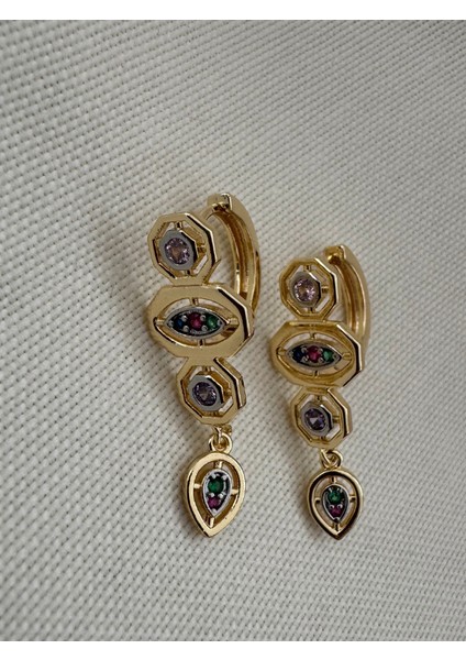 Melis G. Modeli Renkli Taşlı Küpe