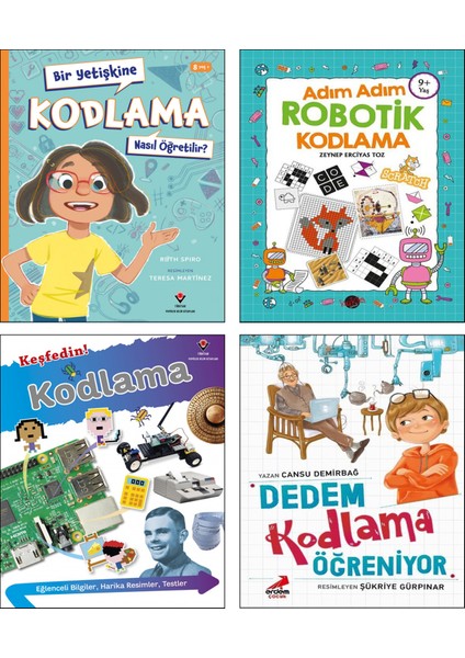 Bir Yetişkine Kodlama Nasıl Öğretilir? + Adım Adım Robotik Kodlama + Keşfedin! Kodlama (Eğlenceli Bilgiler) + Dedem Kodlama Öğreniyor / 4 Kitap Set