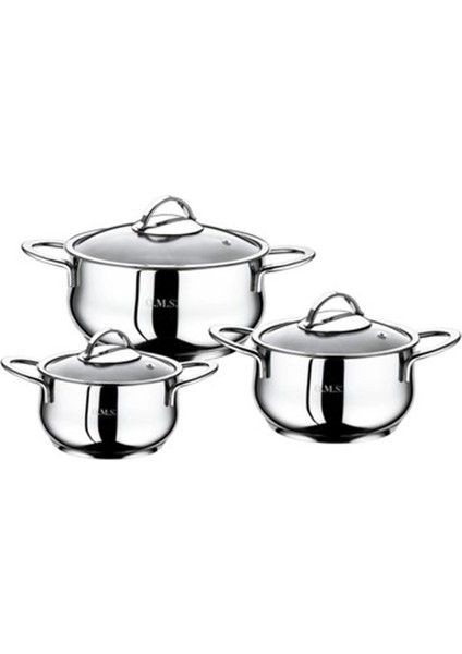 Çelik Tencere Seti Güveç Model 3lü Çelik Tencere