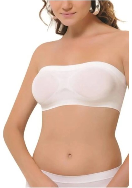 Kadın Straplez Dikişsiz Büstiyer 2'li Paket Beyaz Renk Beden (M)