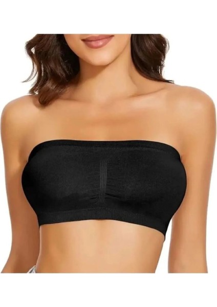 Kadın Straplez Dikişsiz Büstiyer 2'li Paket Siyah Renk Beden (L)