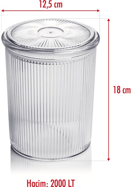 6'Lı Barok Yuvarlak Büyük Kavanoz Seti & Saklama Kabı & Erzak Kabı (6*2000 Ml)
