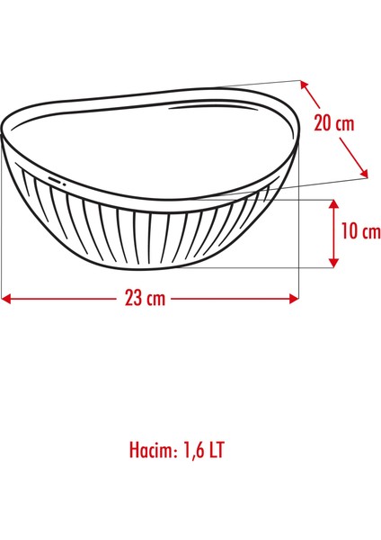 Akrilik Barok Mürdüm Orta Boy Oval Meyve & Salata Kasesi & Karıştırma Kabı / 1,6 Lt (Cam Değildir)