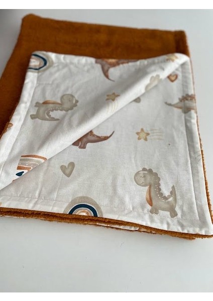 Dinozor Poplin Kiremit/taba Welsoft Battaniye