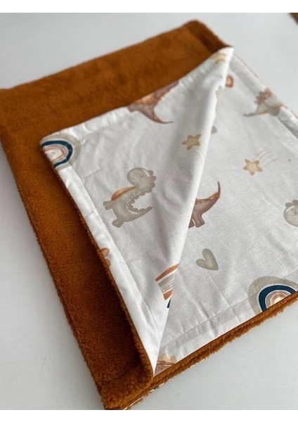 Dinozor Poplin Kiremit/taba Welsoft Battaniye modelleri