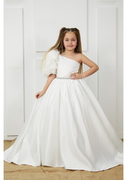 Beyaz Rosetta Kız Çocuk Abiye Elbise, Özel Gün, Girl Evening Dress Toddler Dress fiyatları