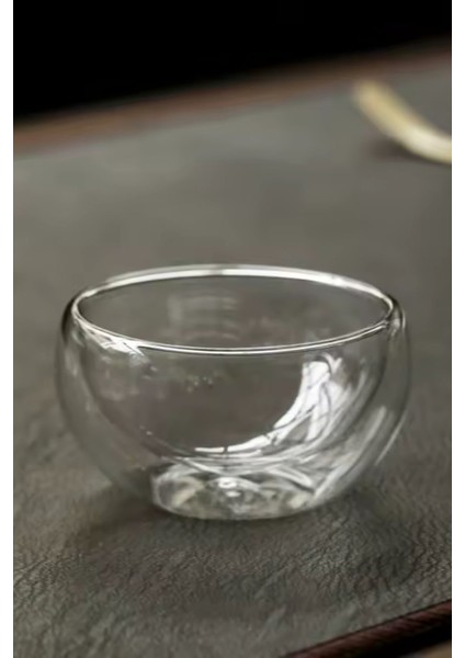 Isıya Dayanıklı Şeffaf Çift Katmanlı Cidarlı Cam Bardak Sosluk Takımı Şık | 50 ml x 6