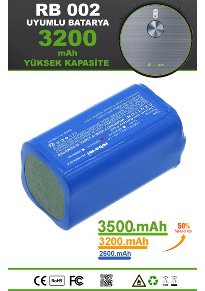 Soultech RB002 Uyumlu Robot Süpürge Bataryası 3200 Mah