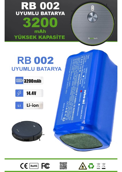 Soultech RB002 Uyumlu Robot Süpürge Bataryası 3200 Mah