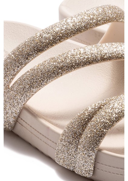 Glitter Tam Ad Kadın Terlik Bej 35/42 DD0212