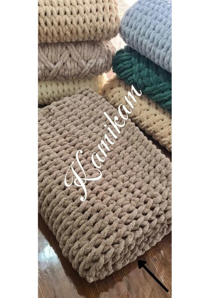 Pelüş, Kadife, Yumuşacık Alize El Örgülü 100 x 150 Tv Sevgilize Özel Sevgililergüne Özel