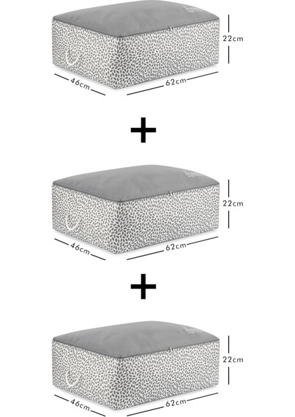 3 Adet Home Sweet Home Baskılı Büyük Boy Baza Altı Yastık Yorgan Kazak Hurcu 62 x 46 x 22