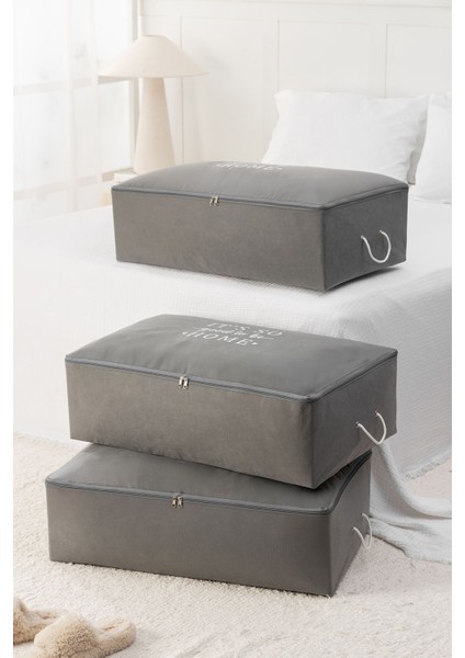 3 Adet Baskılı Mega Boy Baza Altı Yastık Yorgan Kazak Hurcu 74 x 46 x 22