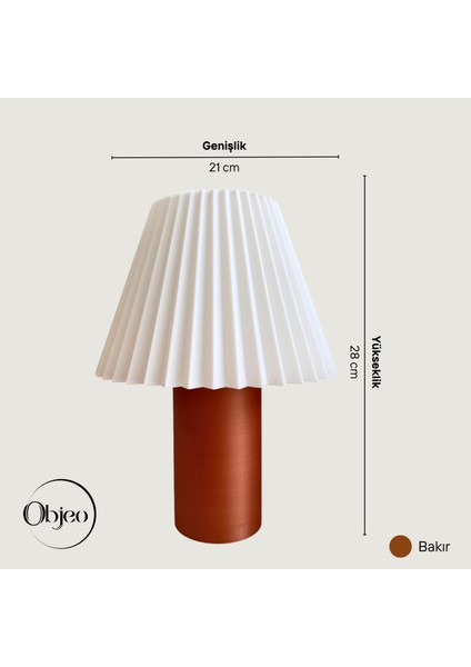 Modern Bakır Görünümlü Objeo 3D Özel Tasarım Dekoratif Abajur