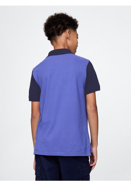 Erkek Çocuk Mavi Gap Logo Colorblock Pique Polo Yaka T-Shirt modelleri