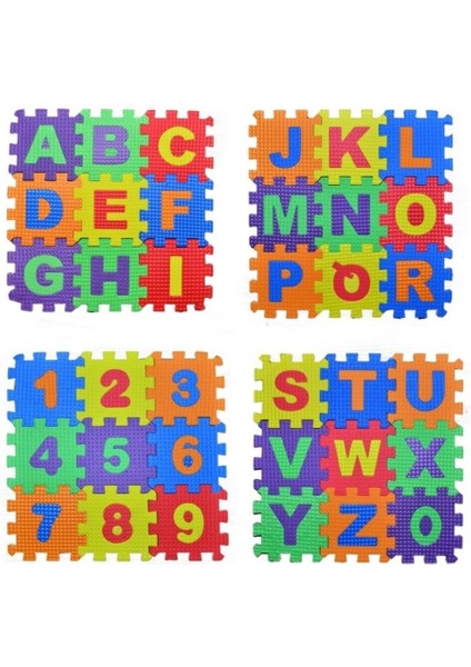 Eva Puzzle Harf ve Sayılar Oyun 36 Parça Puzzle 9cm x 9cm Yer Karosu