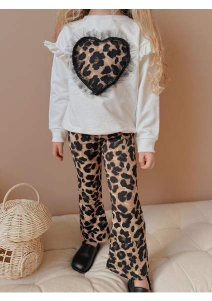 Yigit Butik Leopar Taytlı Ispanyol Paça Kız Çocuk Alt Üst Takım fiyatları