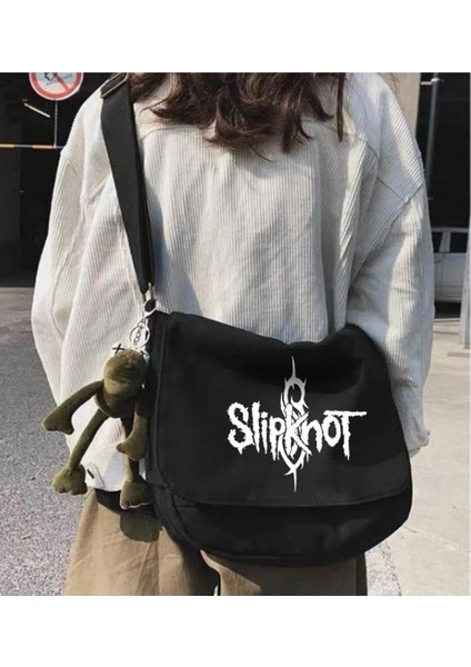 Rock Serisi Slipknot Baskılı Unisex Siyah Postacı Çantası fiyatları