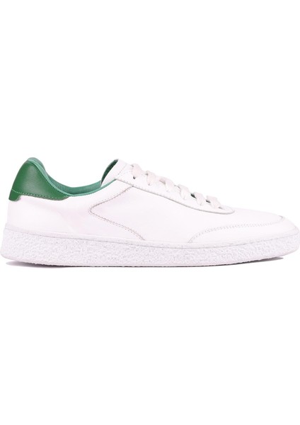 - Beyaz Hakiki Deri Bağcıklı Erkek Sneaker 666-11