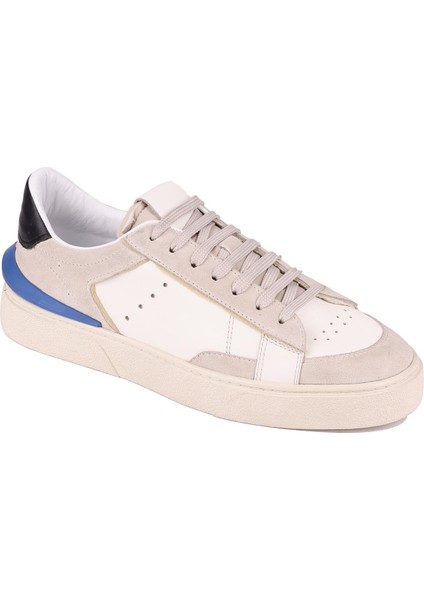 - Bej Süet, Beyaz Deri Bağcıklı Erkek Sneaker 666-23