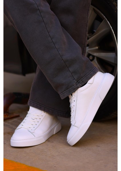 - Beyaz Hakiki Deri Bağcıklı Erkek Sneaker 800-2501 modelleri