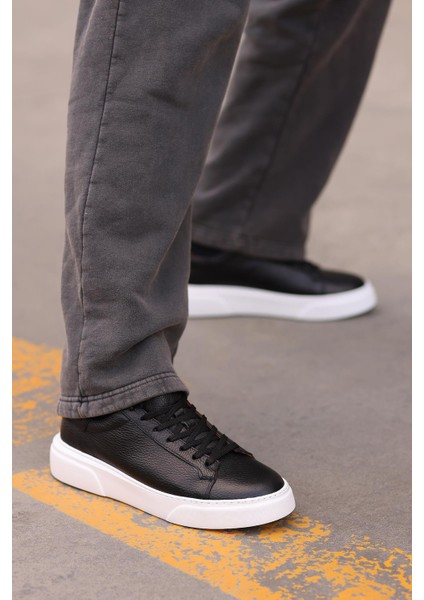 - Siyah Hakiki Deri Bağcıklı Erkek Sneaker 800-2501 modelleri