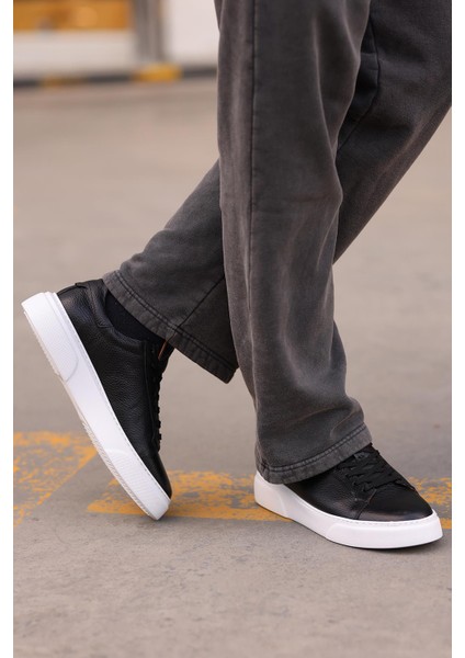 - Siyah Hakiki Deri Bağcıklı Erkek Sneaker 800-2501 fırsatları