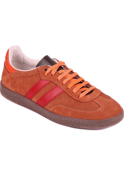 - Kiremit Rengi Süet Bağcıklı Erkek Sneaker 666-1077