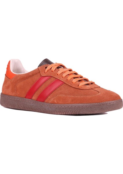 - Kiremit Rengi Süet Bağcıklı Erkek Sneaker 666-1077