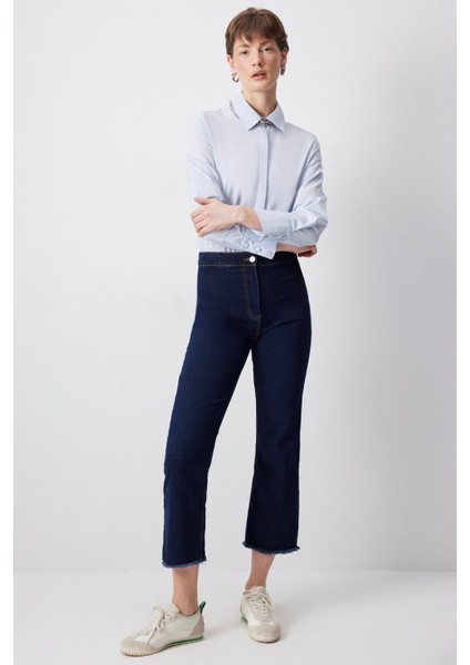 Paçası Püsküllü Denim Pantolon