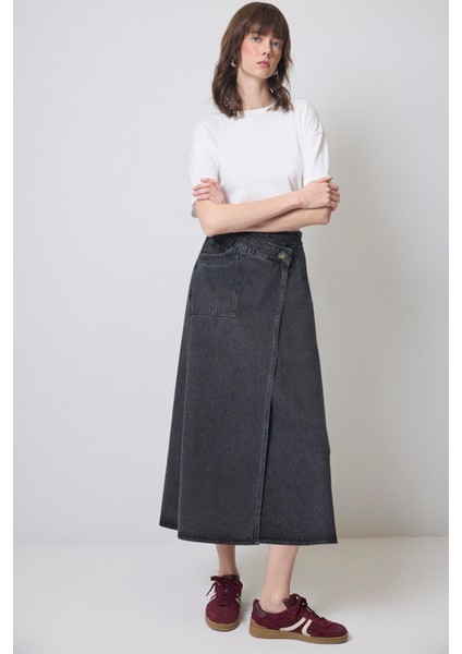 Kruvaze Denim Etek