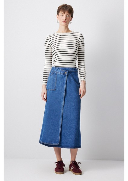 Kruvaze Denim Etek