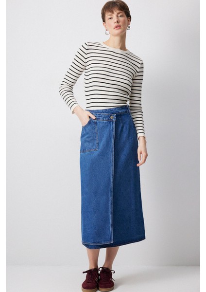 Kruvaze Denim Etek