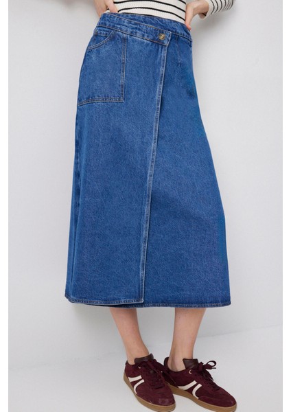 Kruvaze Denim Etek