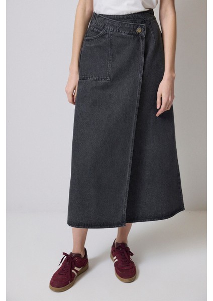 Kruvaze Denim Etek