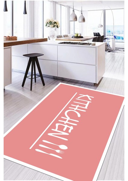 Baskılı Modern Kitchen Yazılı Yıkanabilir Kaymaz Yolluk Salon Mutfak Halısı, Mutfak-67-Pembe, fiyatları
